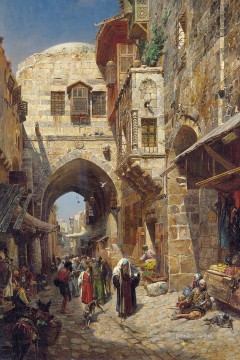  orientalista Pintura al %C3%B3leo - Calle David Jerusalén Gustav Bauernfeind Judío orientalista